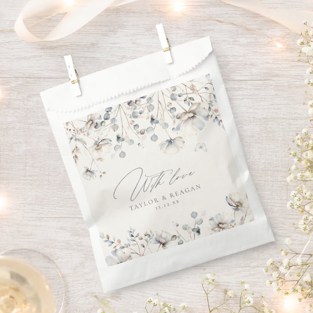 Delicate Wildflower Watercolor With Love ID1102 Favor Bag (Clipped)