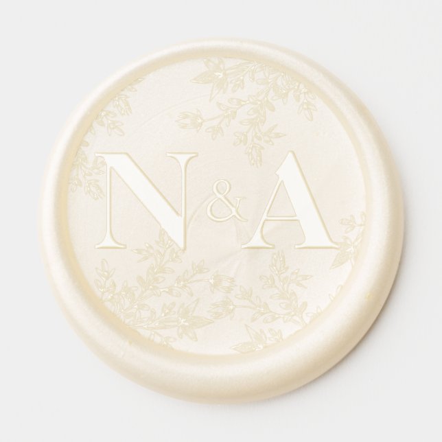 Delicate wildflower Wedding Couple Monogram Wax Seal Sticker (Front)