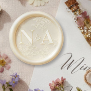 Delicate wildflower Wedding Couple Monogram Wax Seal Sticker