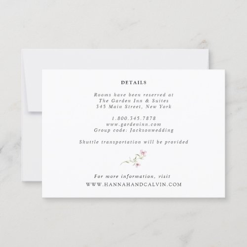 Delicate Wildflower Wedding Details Card
