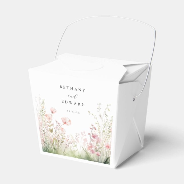 Delicate Wildflower Wedding Favor Boxes (Front Side)