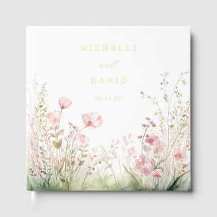 Delicate Wildflower Wedding Foil Guest Book