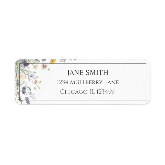 Delicate Wildflower Wedding Invitation Label (Front)