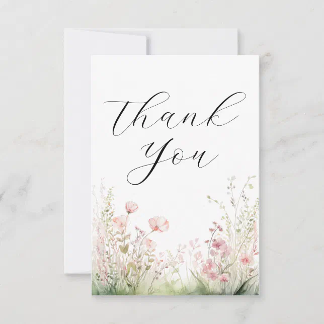 Delicate Wildflower Wedding Thank You Card | Zazzle