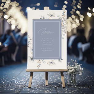 Delicate Wildflower Wedding Welcome Blue ID1102 Foam Board