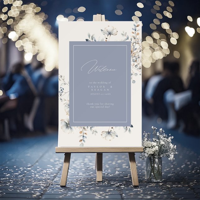 Delicate Wildflower Wedding Welcome Blue ID1102 Foam Board (Creator Uploaded)