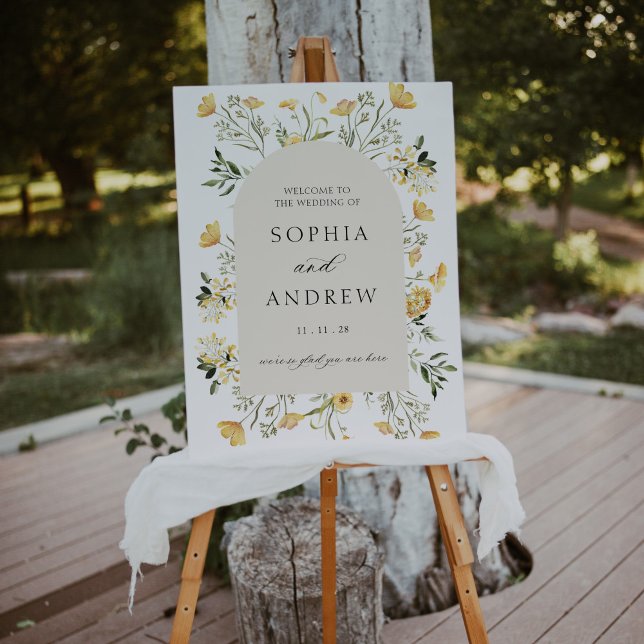 Delicate Wildflower Wedding Welcome Foam Board (Creator Uploaded)