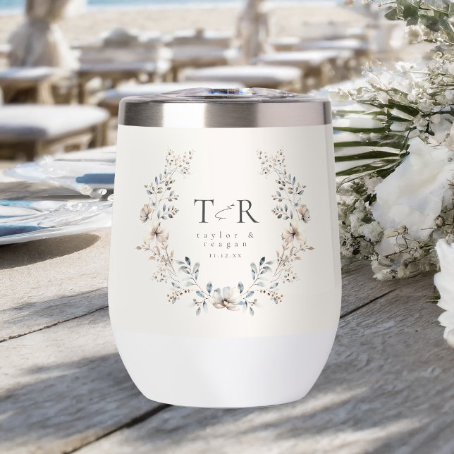 Delicate Wildflower Wreath Wedding ID1102 Thermal Wine Tumbler (Creator Uploaded)