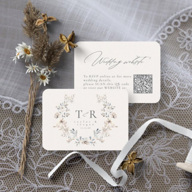 Delicate Wildflower Wreath Wedding Website ID1102 Enclosure Card (Creator Uploaded)
