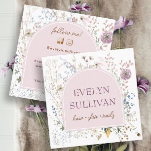 Delicate wildflowers arch business card