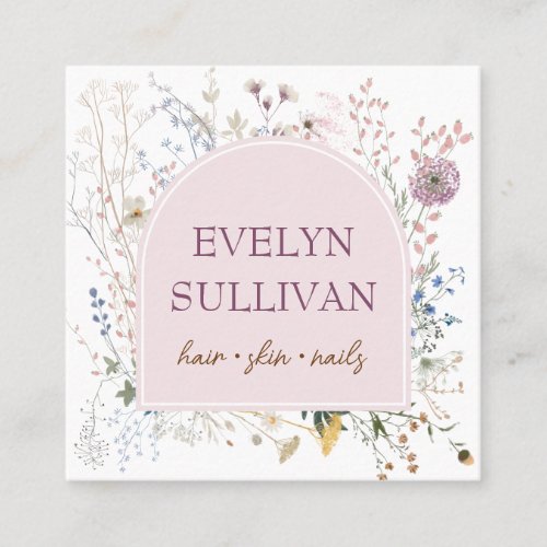 Delicate wildflowers arch business card