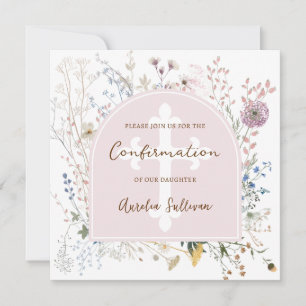 Delicate Wildflowers Arch Confirmation Invitation