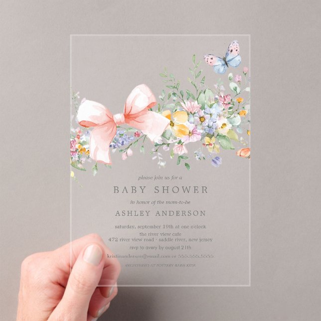 Delicate Wildflowers Baby Shower  Acrylic Invitations (Insitu (Handheld))