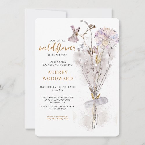 Delicate Wildflowers Baby Shower  Invitation