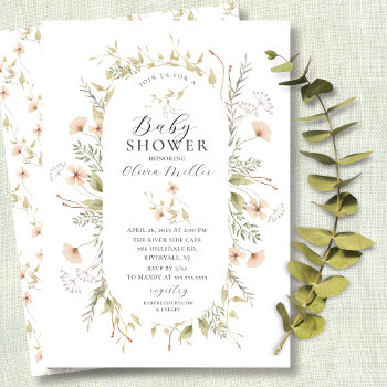 Delicate Wildflowers Baby Shower Invitation by invitationstop at Zazzle