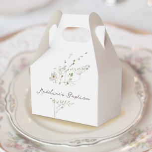 delicate wildflowers Baptism Favor Boxes