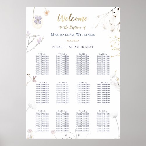 delicate wildflowers Baptism seating chart