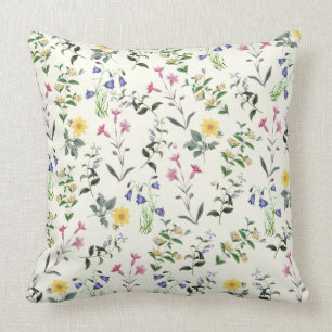 Delicate Wildflowers Botanical Floral Pillow 20x20