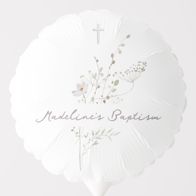 delicate wildflowers bouquet Baptism Balloon (Front)