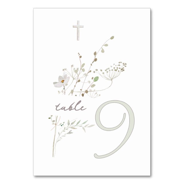 delicate wildflowers bouquet Baptism n 9 Table Number (Front)