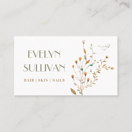 Delicate wildflowers bouquet business card