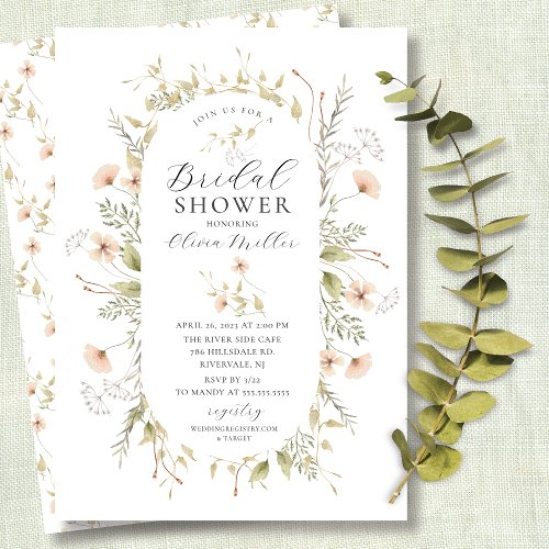 Delicate Wildflowers Bridal Shower Invitation