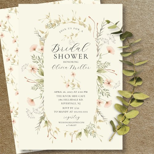 Delicate Wildflowers Bridal Shower Invitation