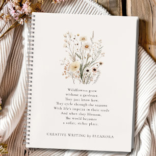 Delicate Wildflowers Inspirational Poem Notebook