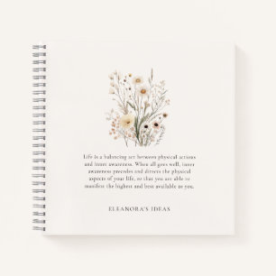 Delicate Wildflowers Motivational Quote Notebook