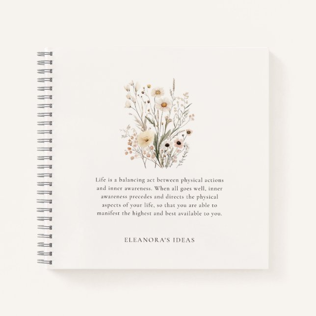 Delicate Wildflowers Motivational Quote  Notebook (Front)
