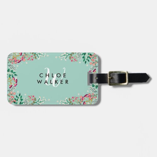Delicate Wildflowers _ Name  Initial Luggage Tag