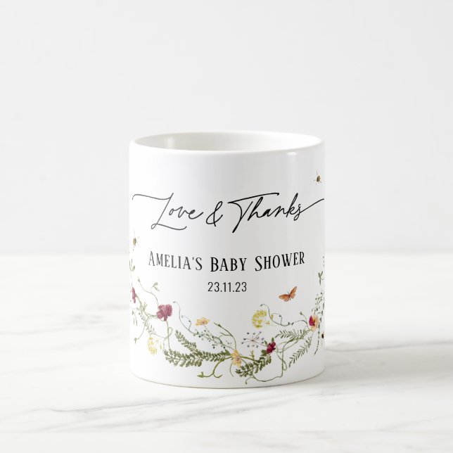 Delicate Wildflowers Personalized Baby Shower Mug (Center)
