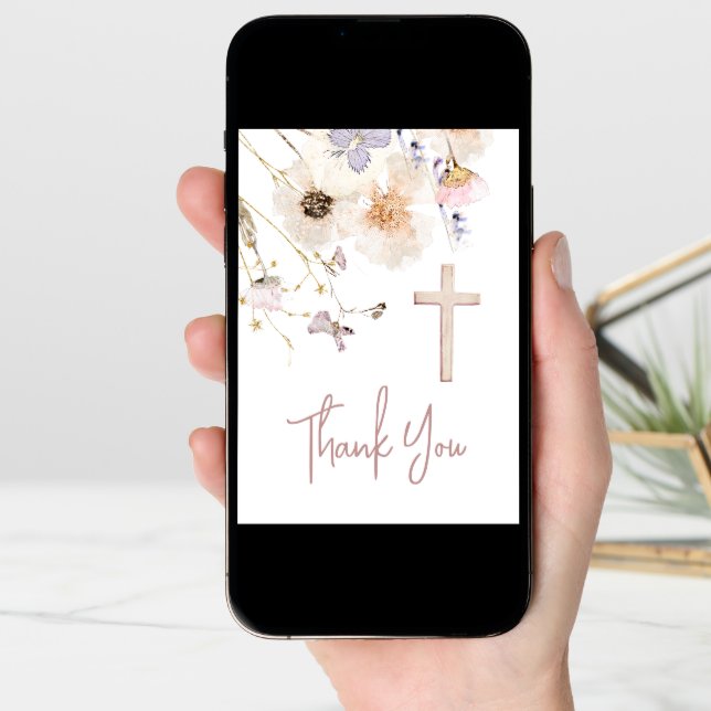 delicate wildflowers religious event Thank You Card (Front Digital)