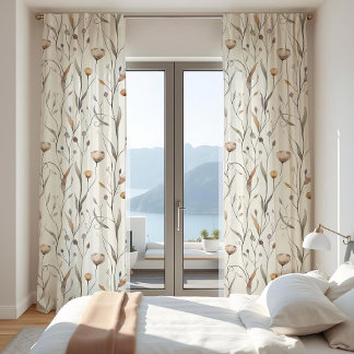 Delicate Wildflowers Room Darkening or Sheer Curtains
