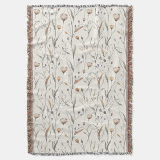 Delicate Wildflowers Throw Blanket