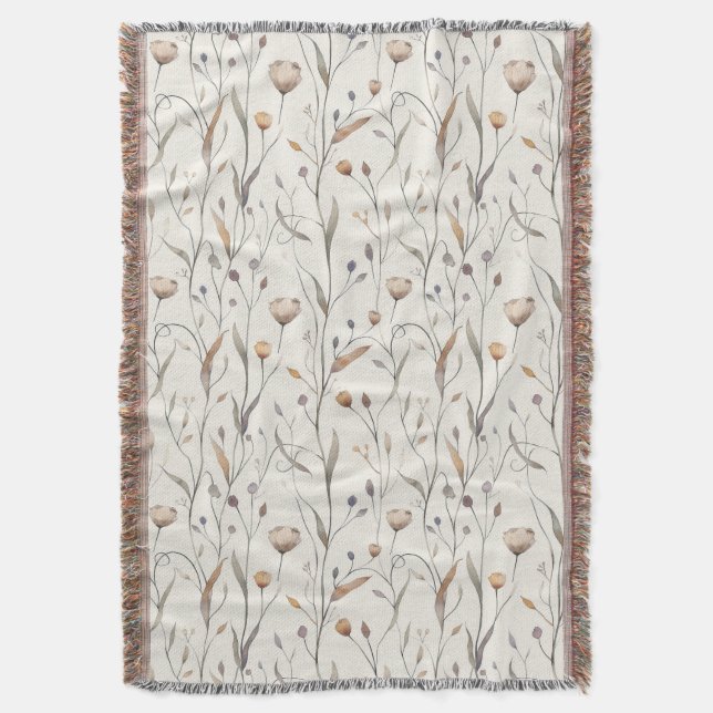 Delicate Wildflowers  Throw Blanket (Front Vertical)