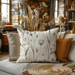 Delicate Wildflowers Throw Pillow