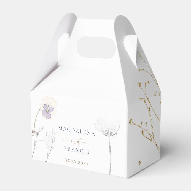 delicate wildflowers wedding favor box (Front Side)