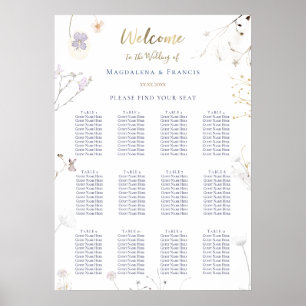 delicate wildflowers wedding seating chart