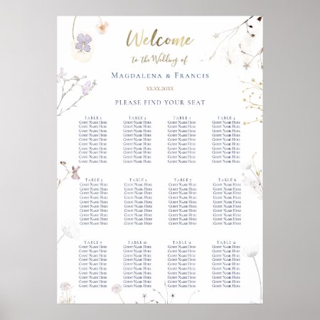 Delicate Wildflowers Wedding Seating Chart