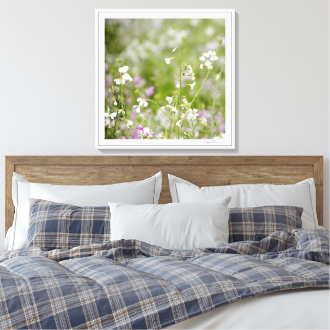 Delicate Wildflowers, white & lavender by Sidharta Canvas Print (Insitu(Bedroom))