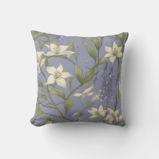 Delicate Willow Branches And Flowers Throw Pillow (Front)