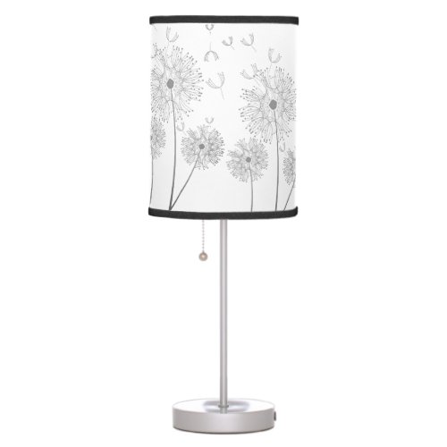Delicate Wind Blown Flowers Illustration Table Lamp