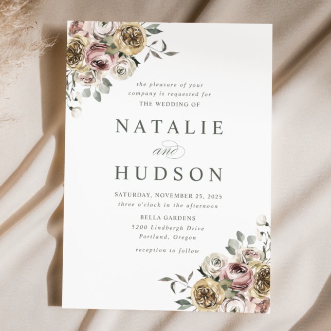 Delicate Winter Floral Wedding Invitation (Creator Uploaded)