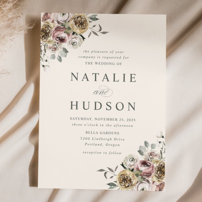 Delicate Winter Floral Wedding Invitation (Creator Uploaded)