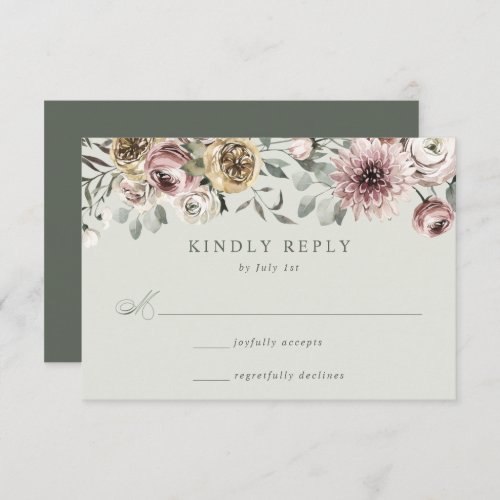 Delicate Winter Floral Wedding RSVP Card