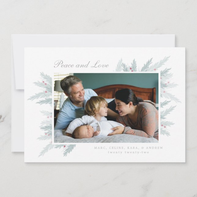 delicate winter pine holiday card (Front)