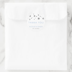 Delicate Winter Snowflakes Black and White Favor  Classic Round Sticker