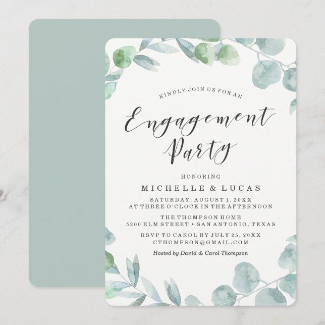 Delicate Wreath | Engagement Party Invitation (Front/Back)