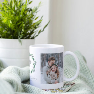 Delicate Wreath Greenery Custom Monogram Photo Mug